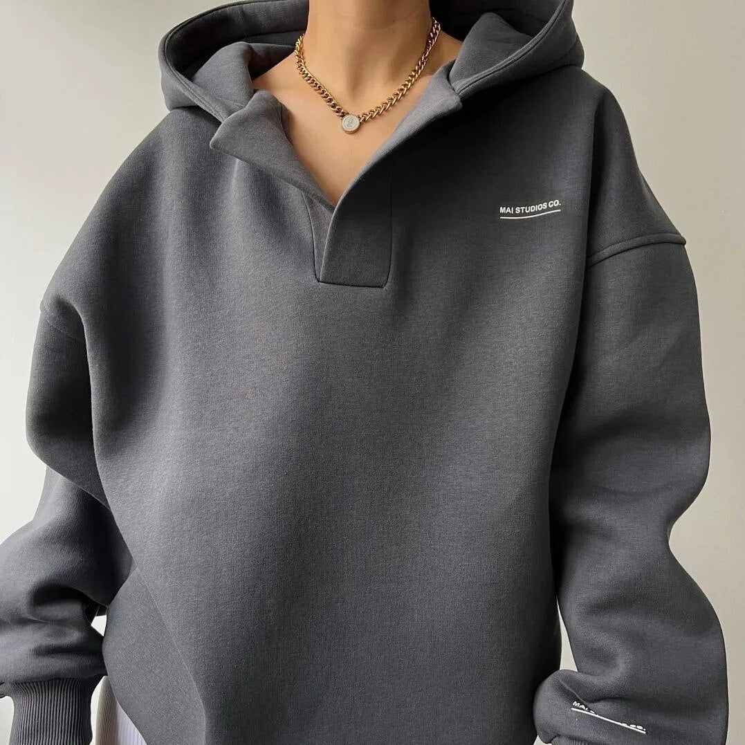 Cleo | Crossover Hood Oversized Lounge Hoodie