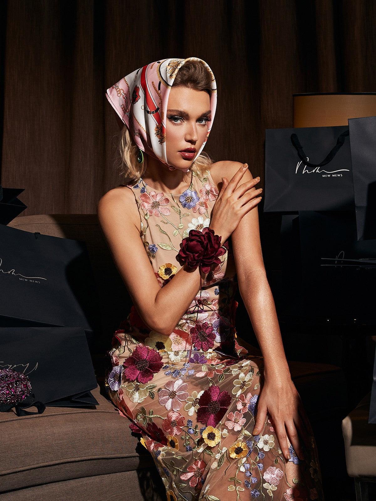 Camila | Sleeveless Floral Mesh Maxi Dress