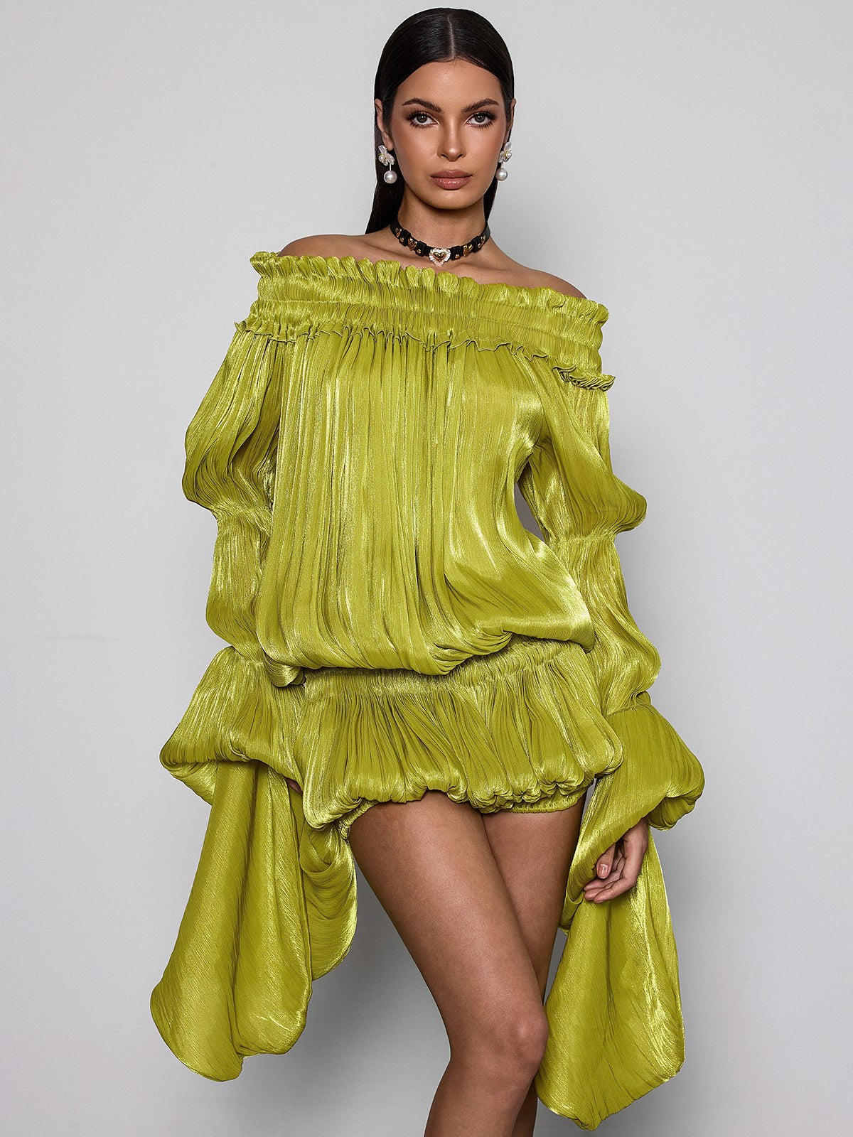 Ines | Off-Shoulder Ruched Co-ord Dress Set