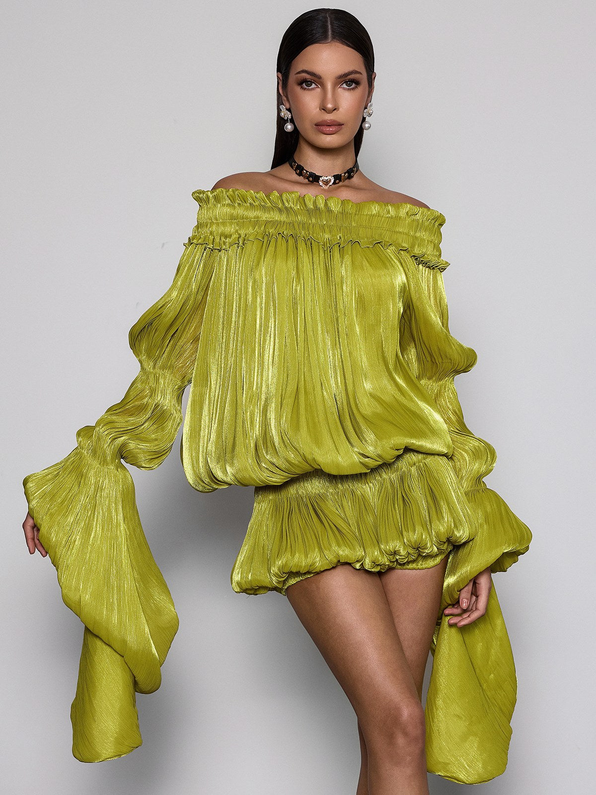 Ines | Off-Shoulder Ruched Co-ord Dress Set