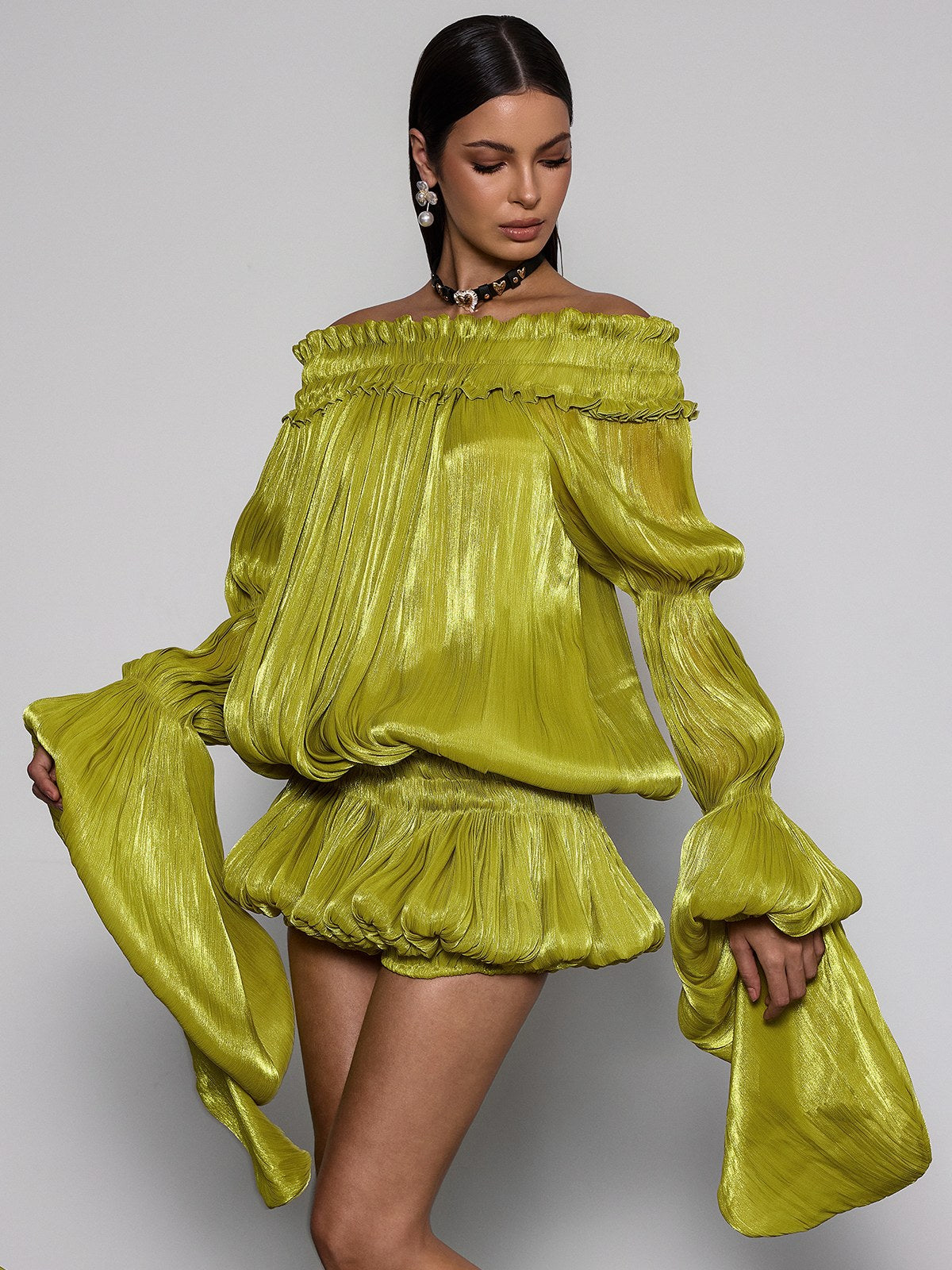 Ines | Off-Shoulder Ruched Co-ord Dress Set