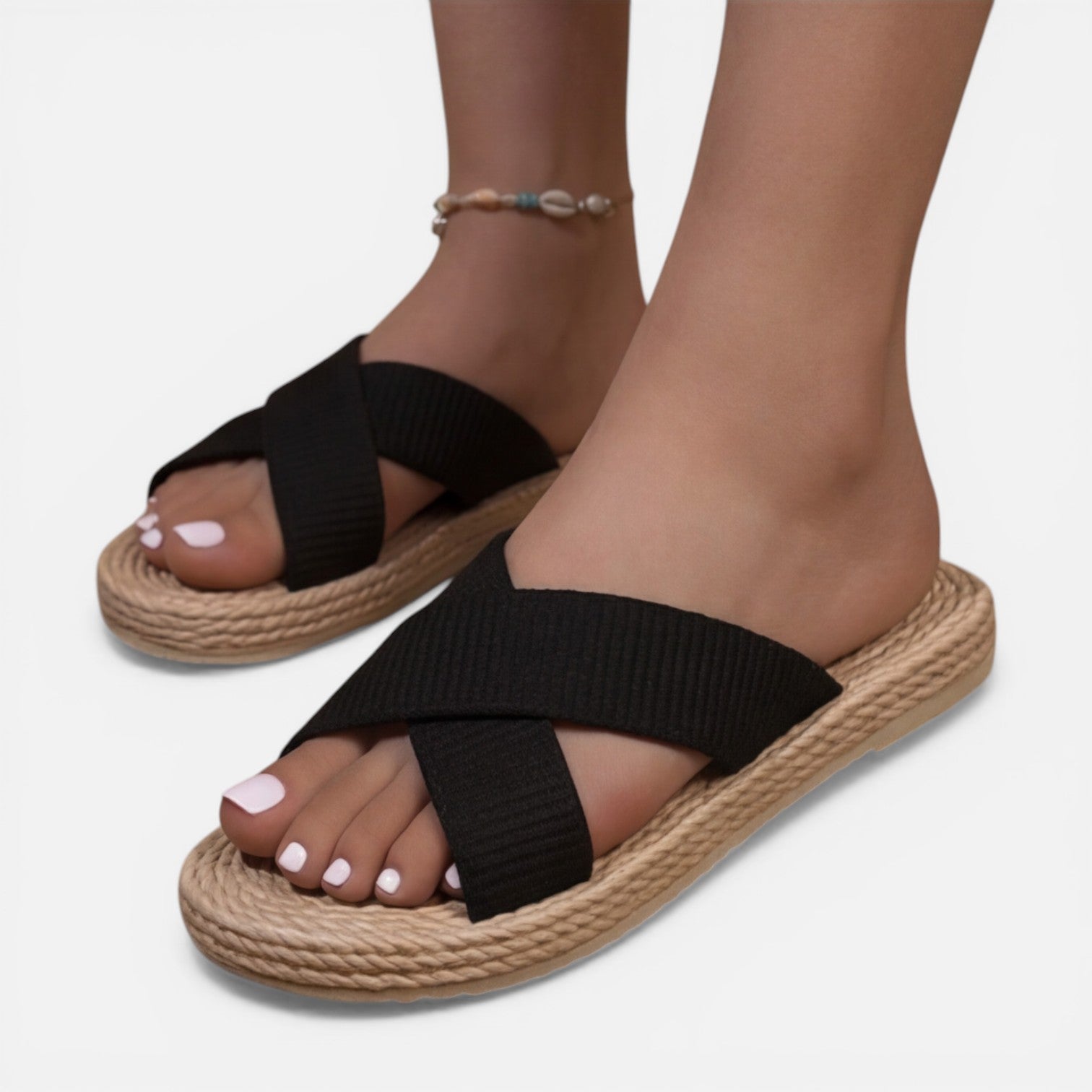 Mila | Cross Strap Espadrille Slip-On Sandals