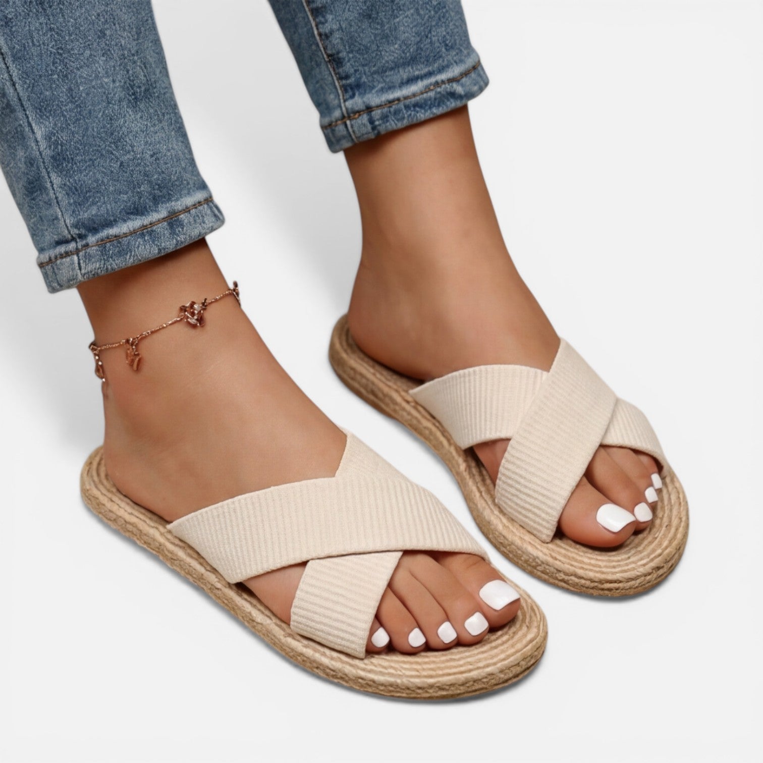 Mila | Cross Strap Espadrille Slip-On Sandals