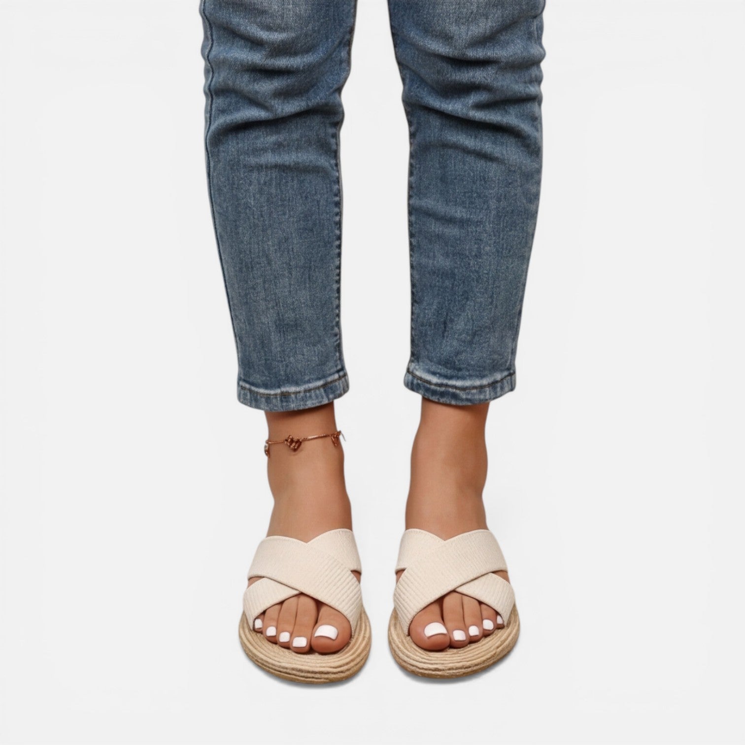 Mila | Cross Strap Espadrille Slip-On Sandals
