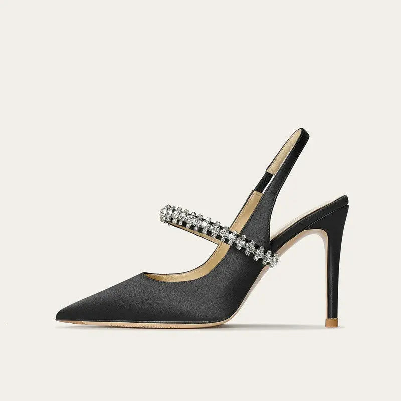 Reese | Satin-Look Pointed Toe Slingback Heels