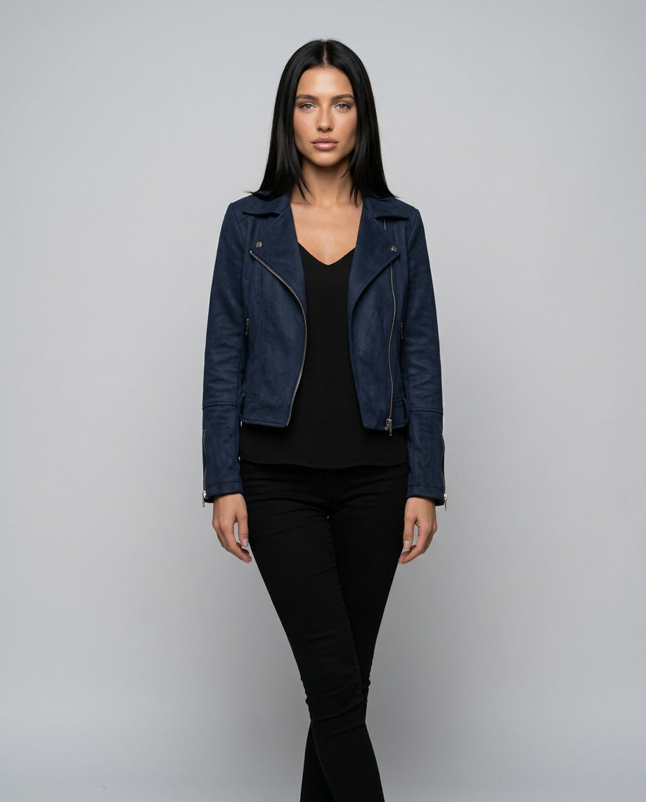 Gemma | Slim Fit Asymmetric Zip Biker Jacket