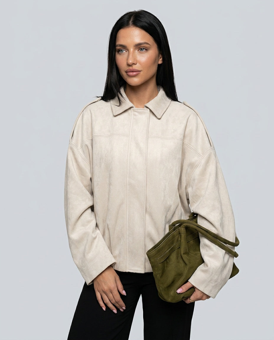 Seraphina | Oversized Suede-Look Bomber Jacket