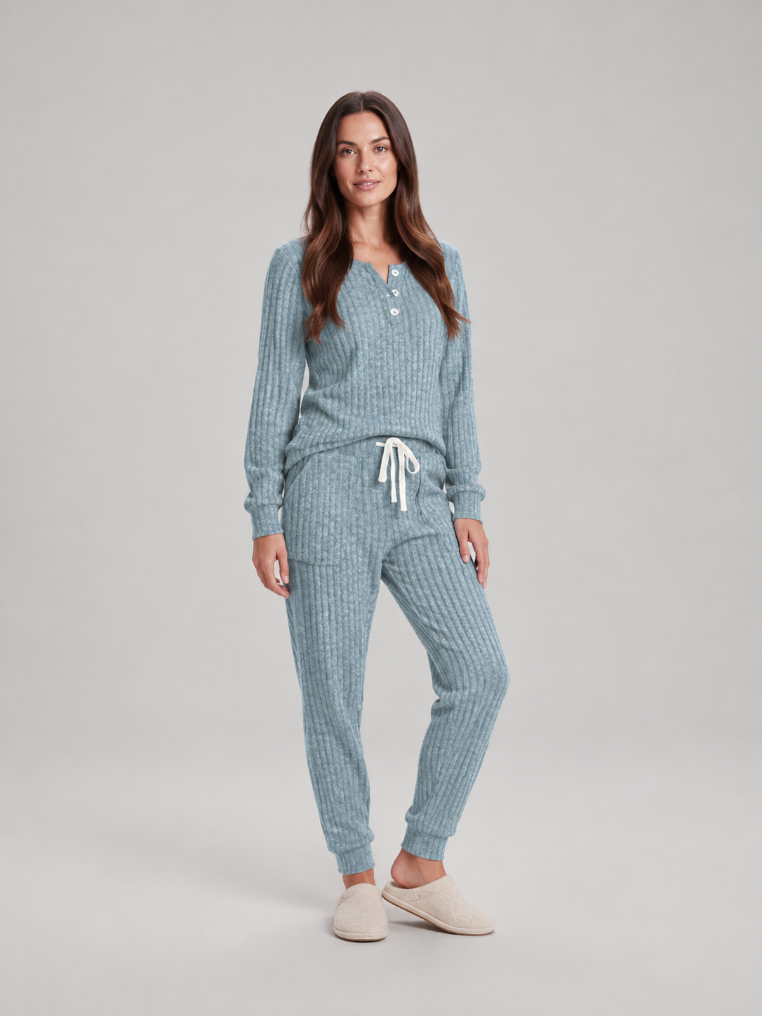 Violet | Relaxed Ribbed Knit Two-Piece Lounge Set