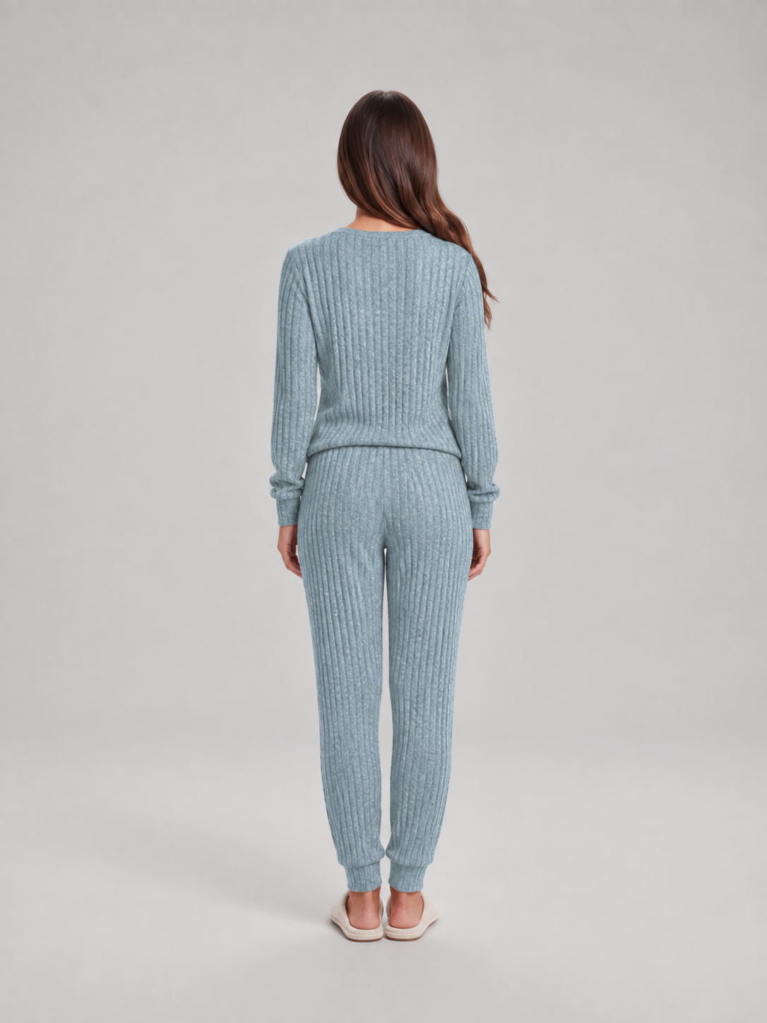 Violet | Relaxed Ribbed Knit Two-Piece Lounge Set