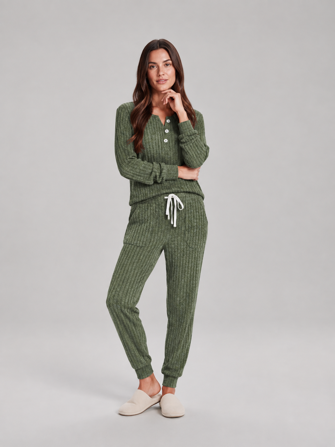 Violet | Relaxed Ribbed Knit Two-Piece Lounge Set