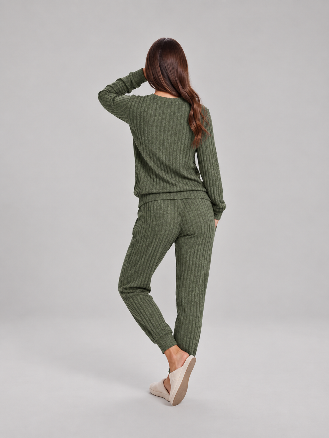 Violet | Relaxed Ribbed Knit Two-Piece Lounge Set