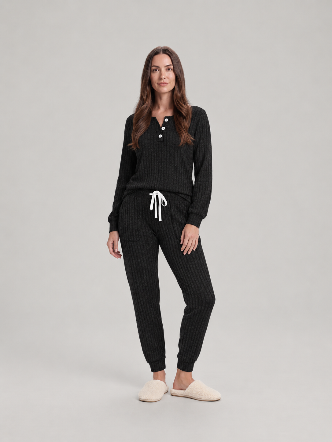 Violet | Relaxed Ribbed Knit Two-Piece Lounge Set
