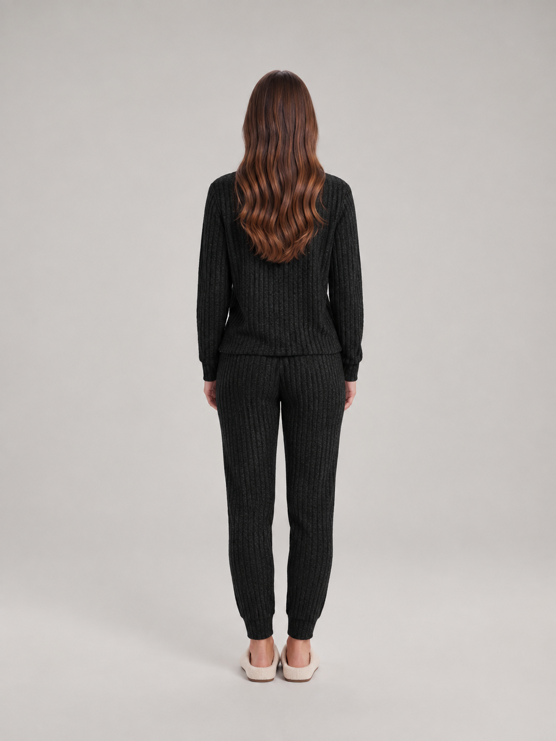 Violet | Relaxed Ribbed Knit Two-Piece Lounge Set