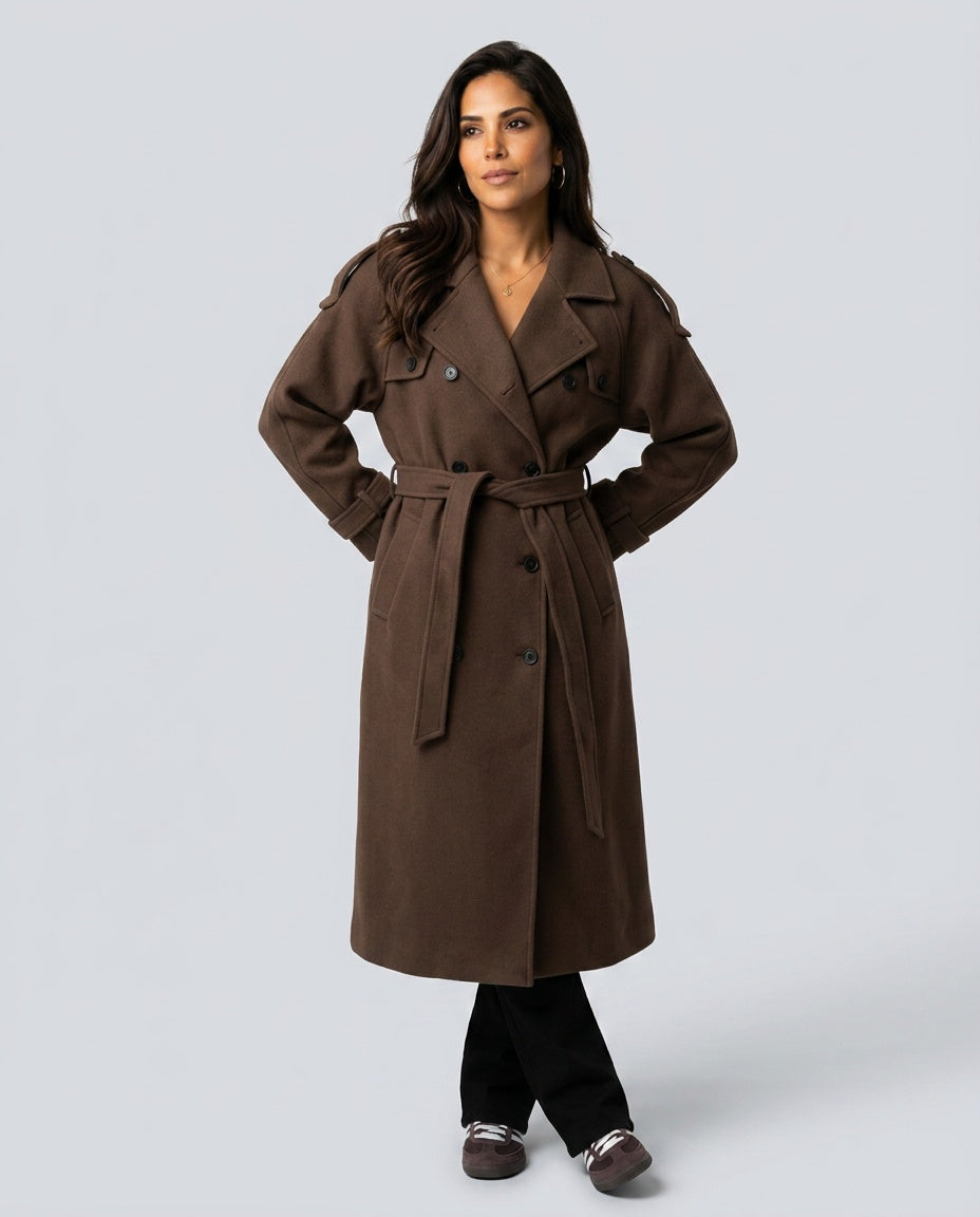 Fleur | Oversized Double-Breasted Longline Coat