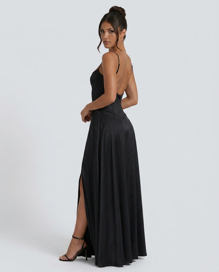 Cleo | Lace-Up Corset Maxi Dress