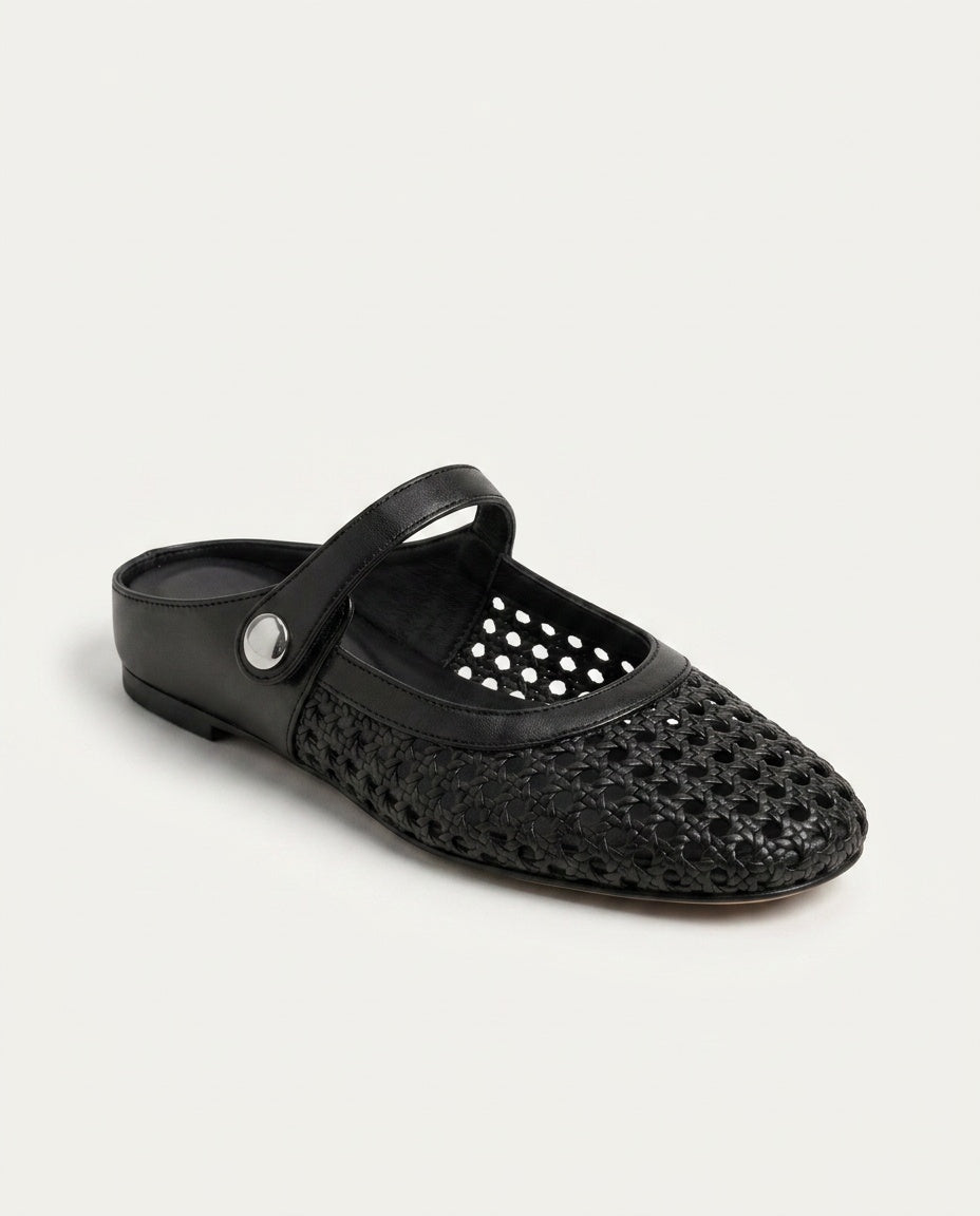 Nuria | Woven Instep Strap Flat Mules