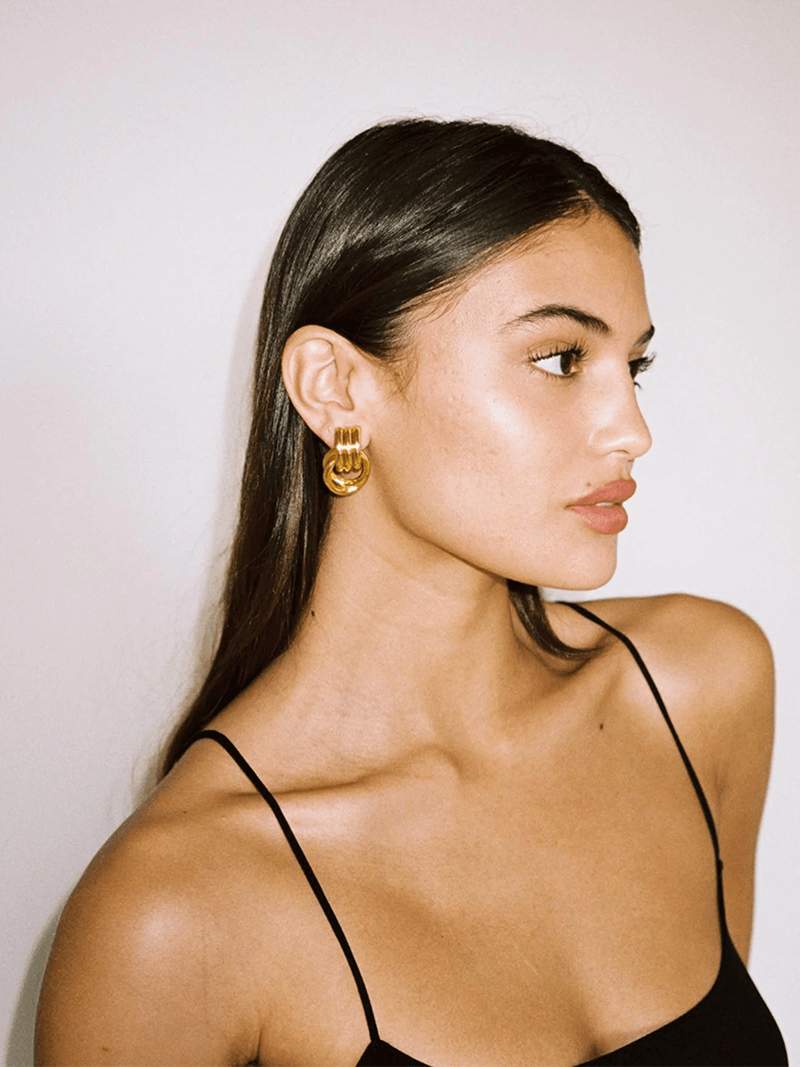 Renata | Hollow Knot Detail Hoop Earrings