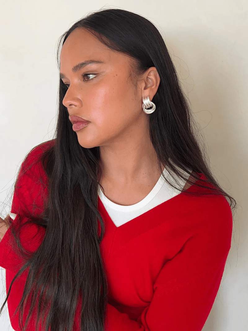 Renata | Hollow Knot Detail Hoop Earrings