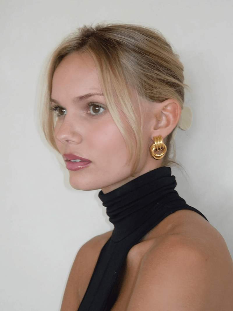 Renata | Hollow Knot Detail Hoop Earrings
