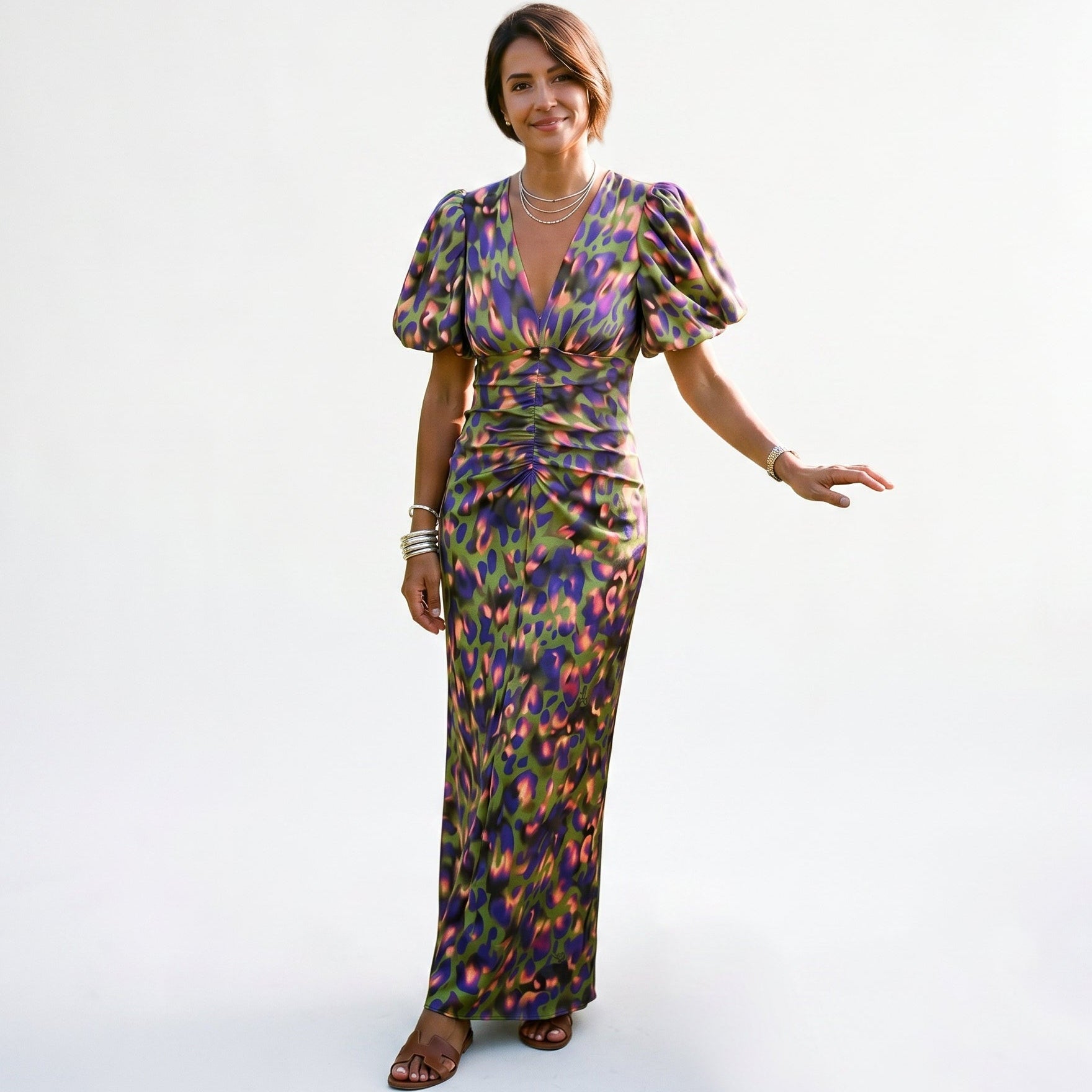 Talia | Puff Sleeve Midi Dress