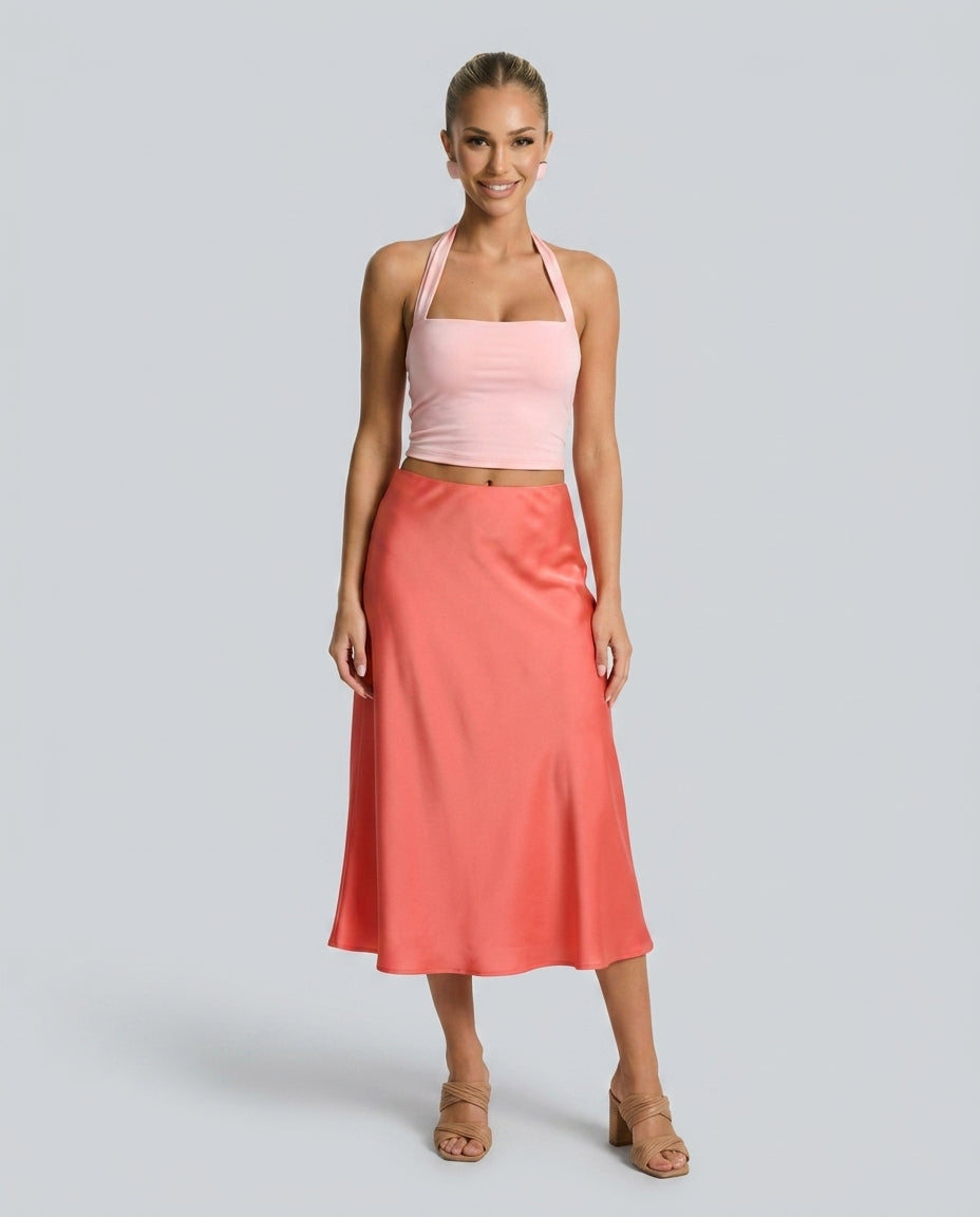 Sorrel | Satin-Look Midi Swing Skirt
