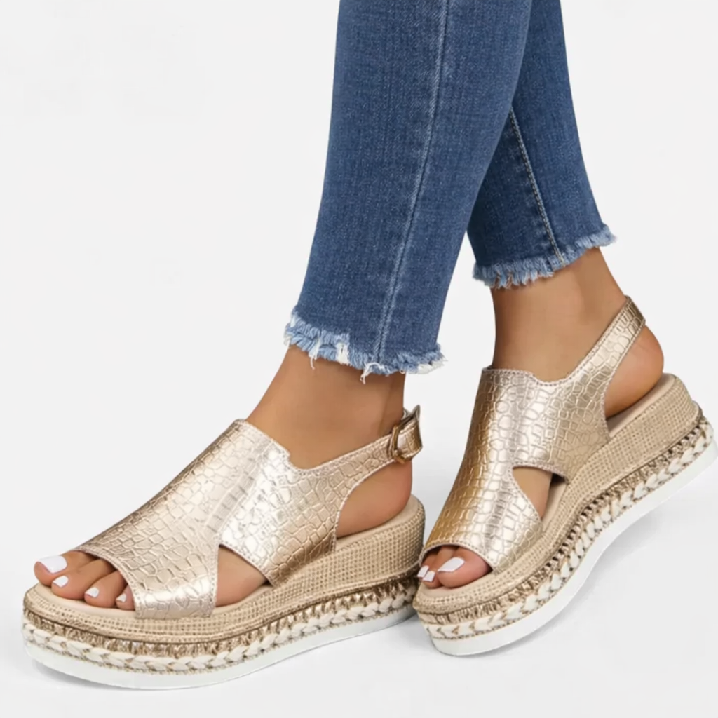 Romy | Metallic Espadrille Slingback Wedge Sandals