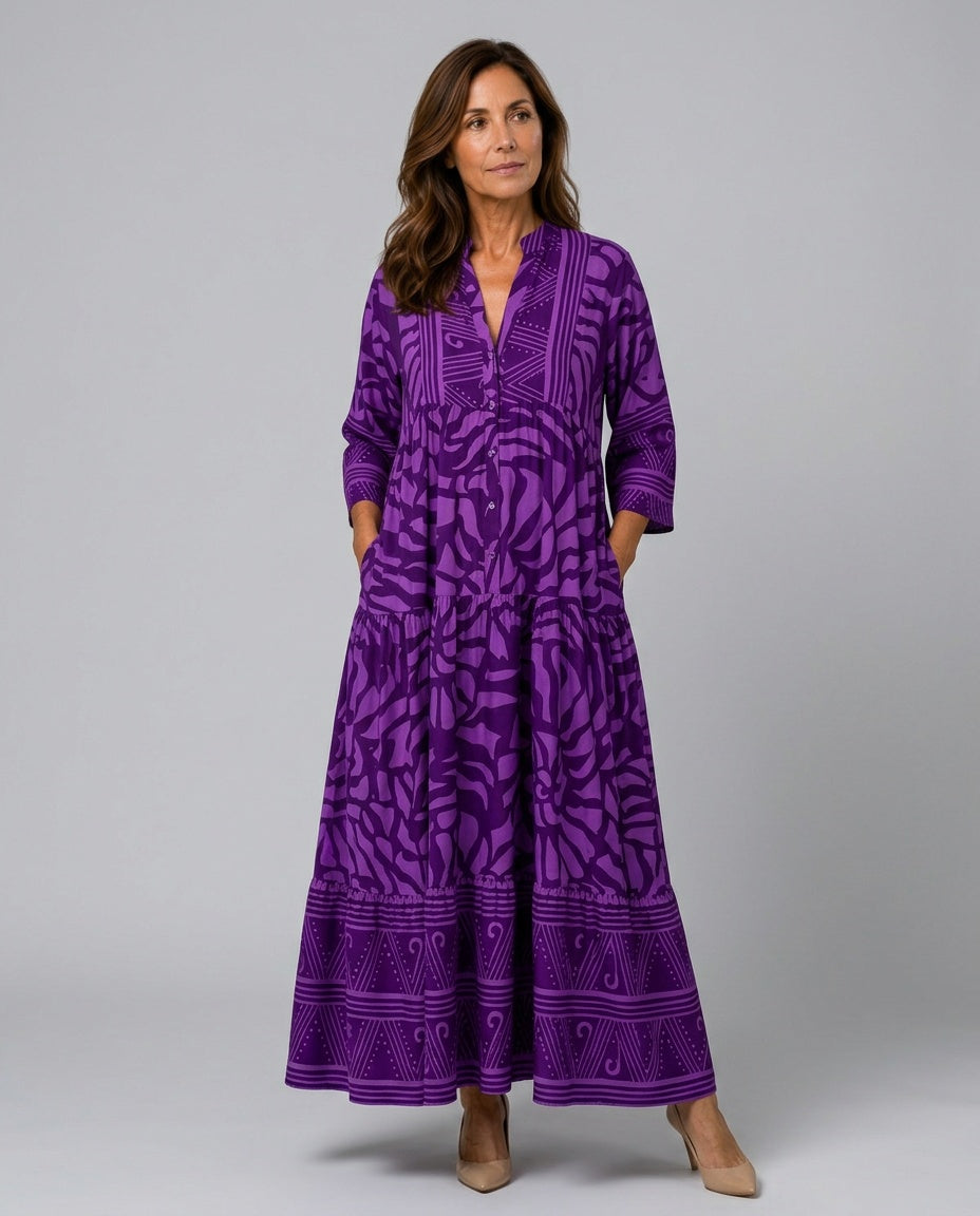 Billie | Button Front Flowy Midi Dress