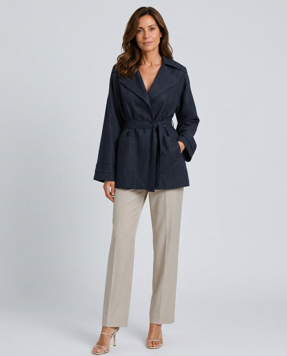 Marley | Belted Lapel Long Sleeve Jacket