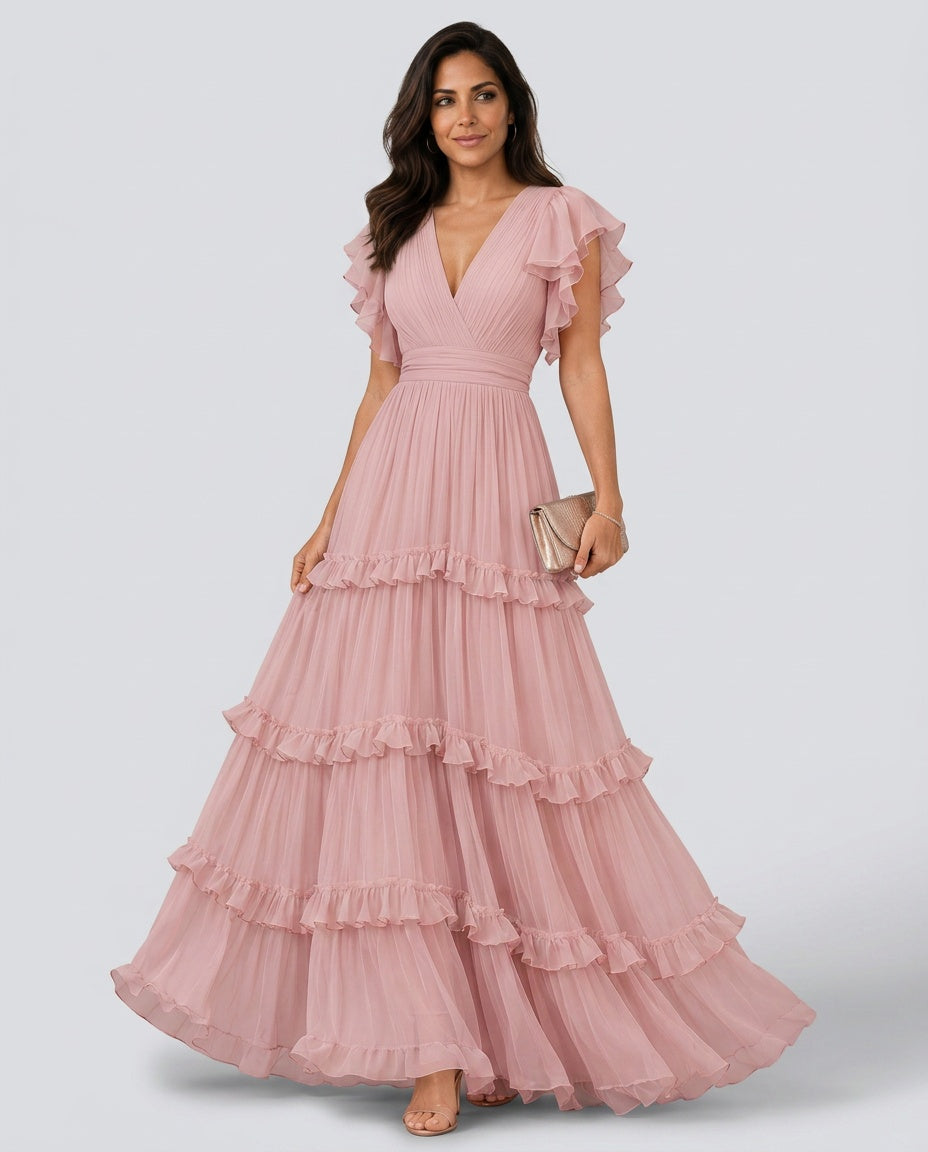 Chloe | Structured Bodice Layered Maxi Dress