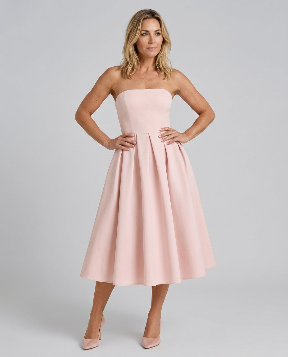 Layla | Strapless Flared Midi Dress