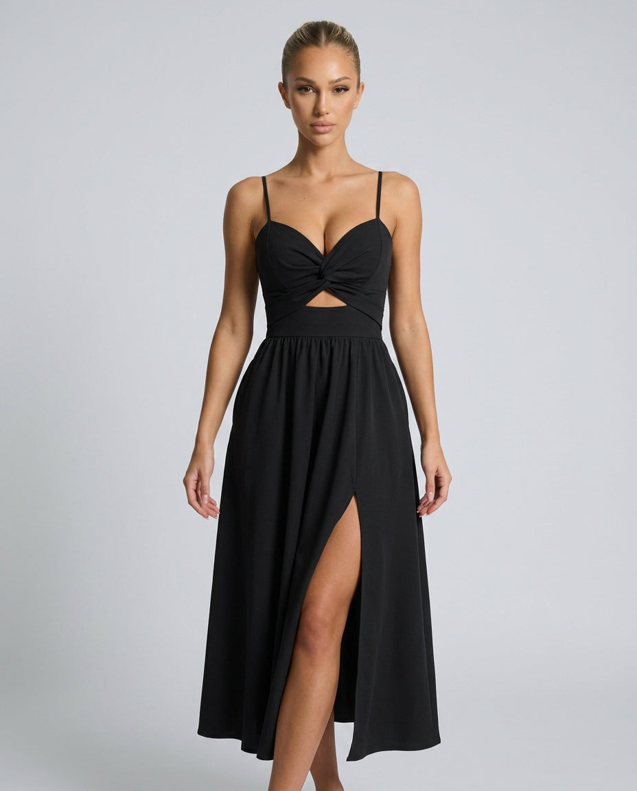 Carmen | Spaghetti Strap High Split Midi Dress