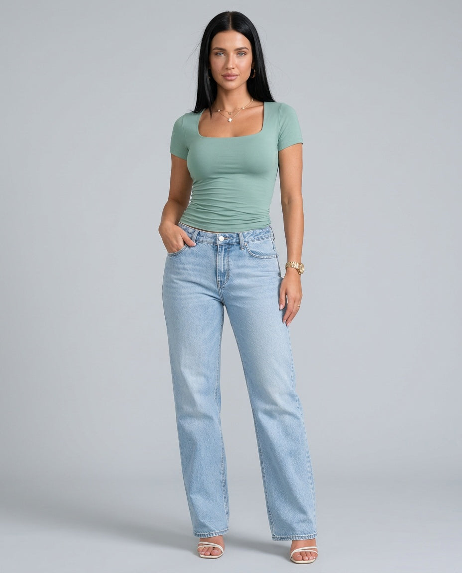 Emerson | Wide U-Neck Cropped T-Shirt