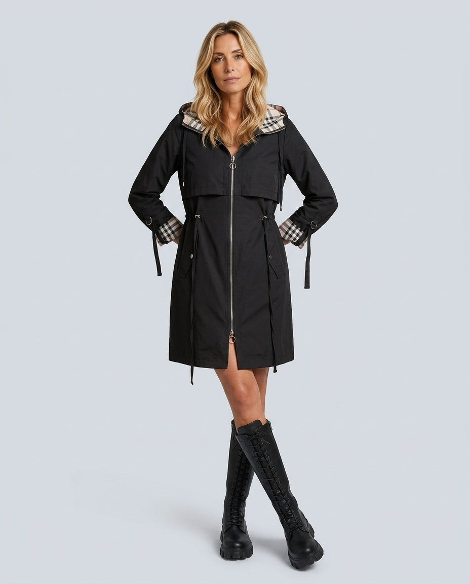 Marley | Longline Hooded Drawstring Trench Coat