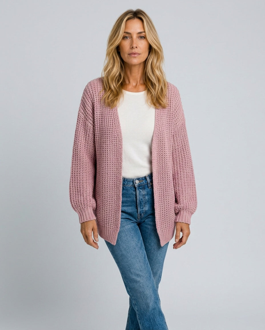 Giselle | Oversized Open Front Longline Knit Cardigan