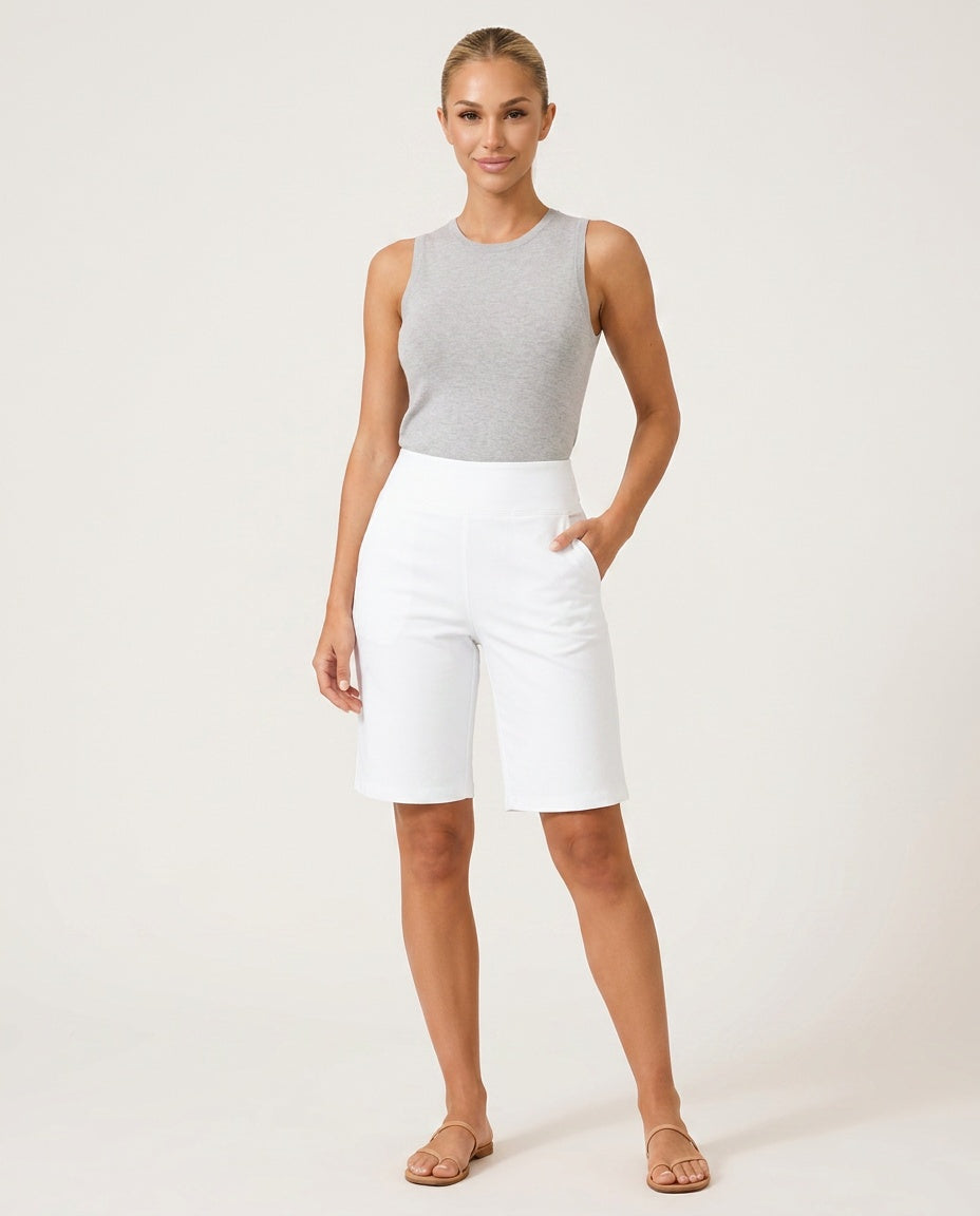 Bianca | Mid Waist Bermuda Shorts with Pockets
