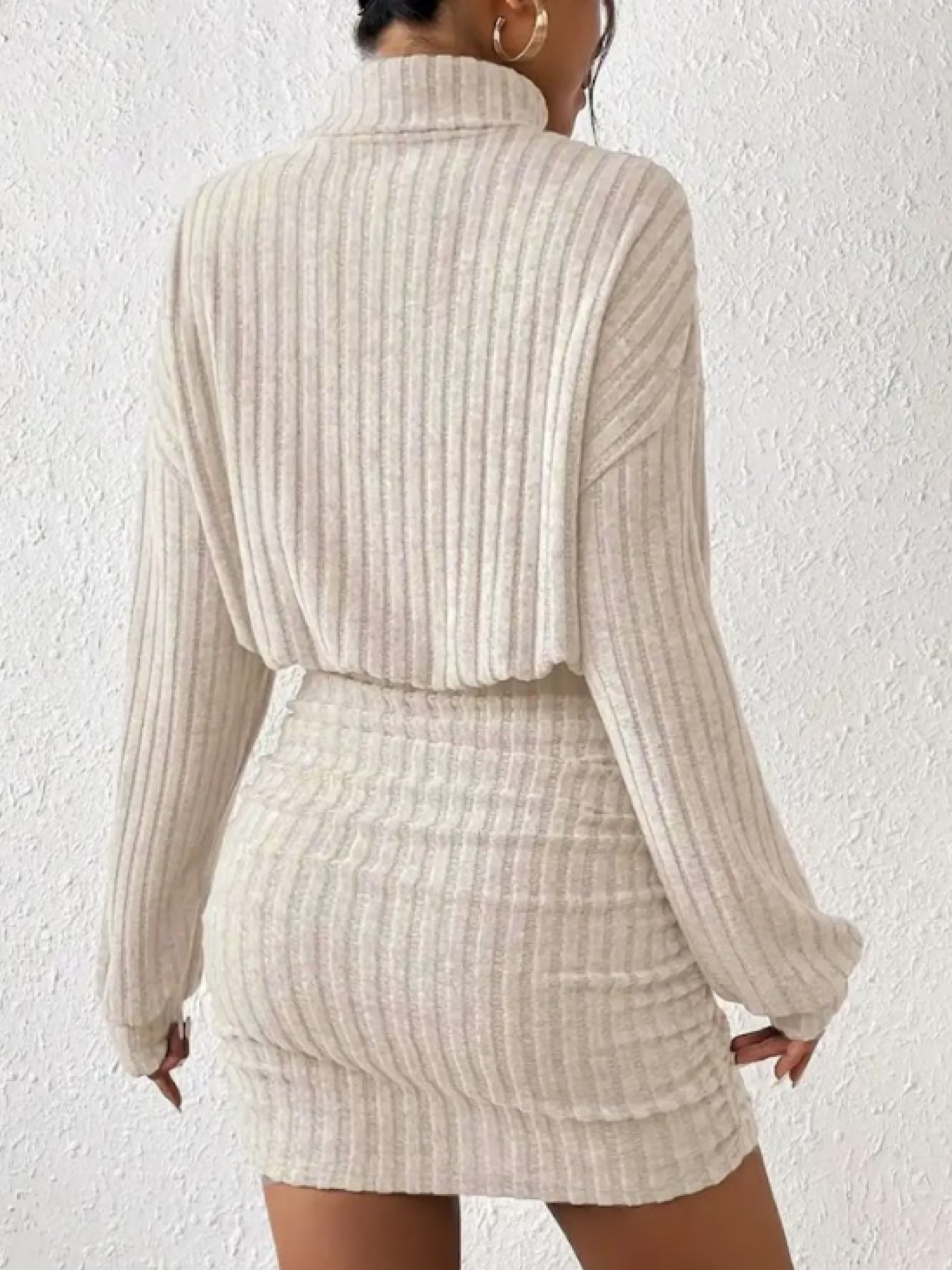 Ottilie | Long Sleeve Ribbed Turtleneck Midi Dress