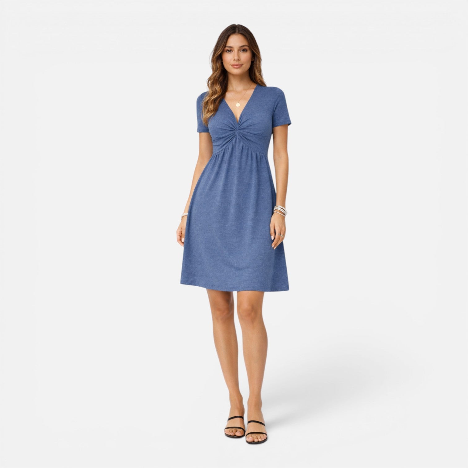 Skylar | V-Neck Relaxed Fit Cotton Midi Dress