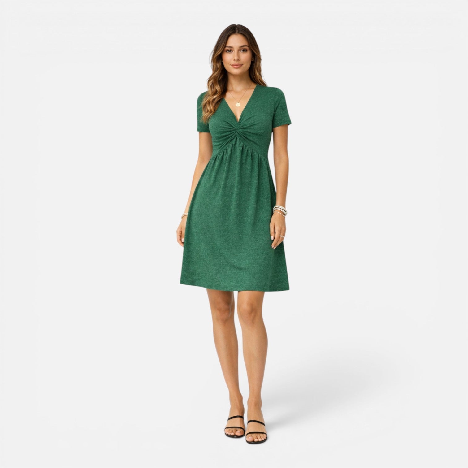 Skylar | V-Neck Relaxed Fit Cotton Midi Dress