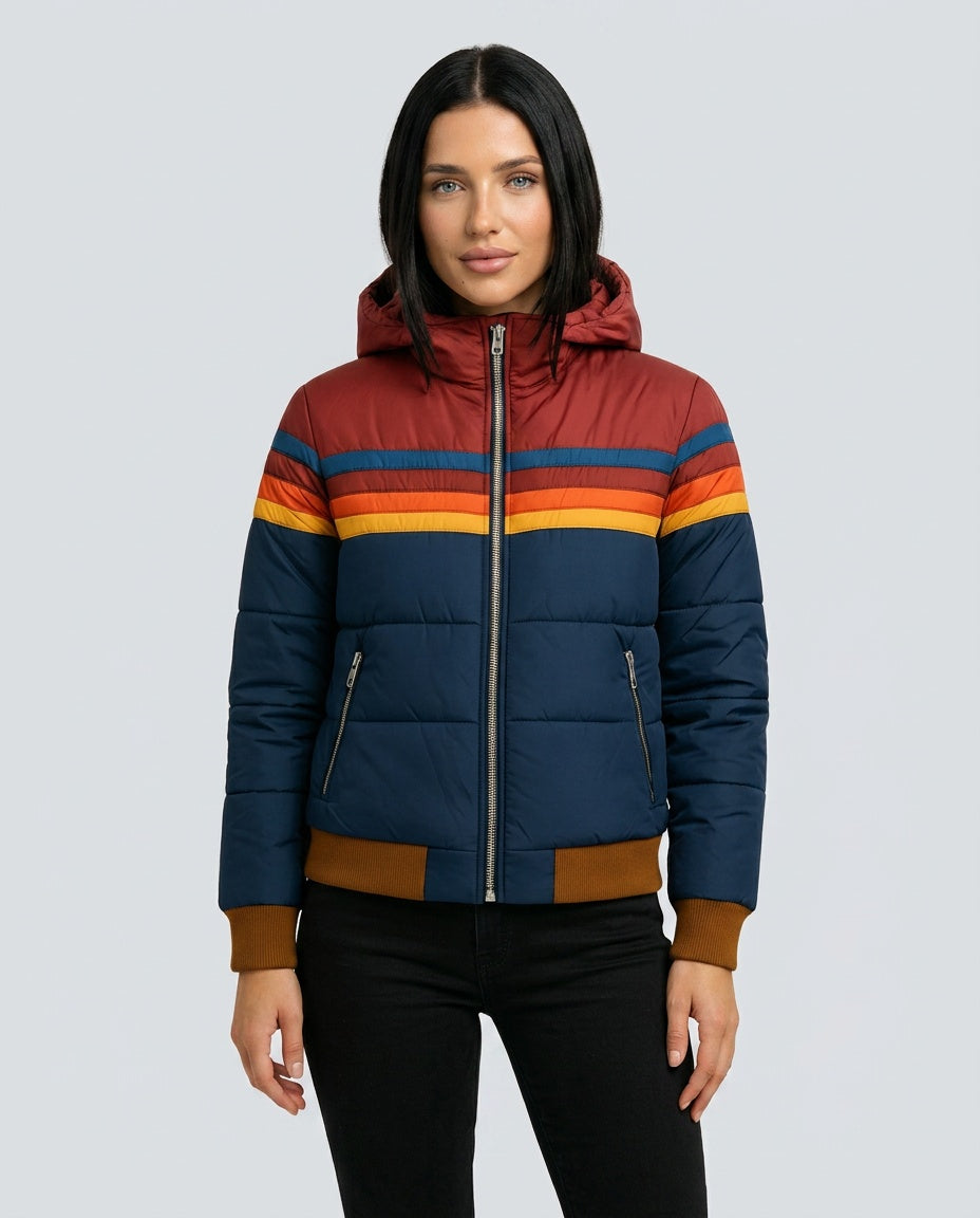 Gemma | Retro Striped Hooded Puffer Jacket