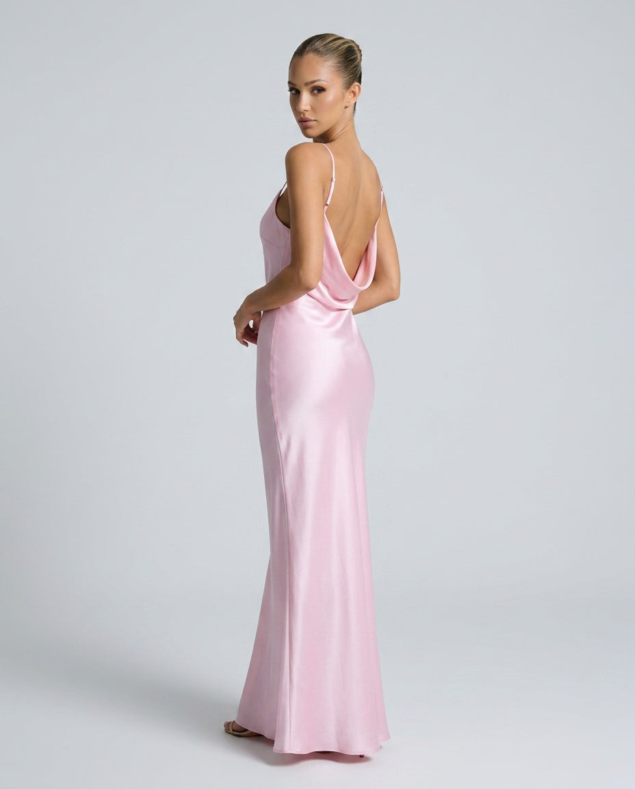 Serena | Cowl Neck Satin-Look Maxi Dress