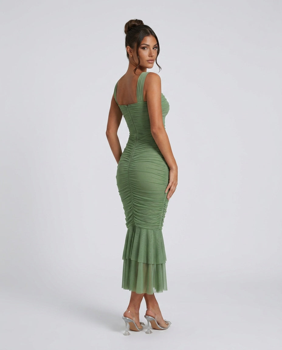 Esmée | Ruched Mesh Maxi Dress