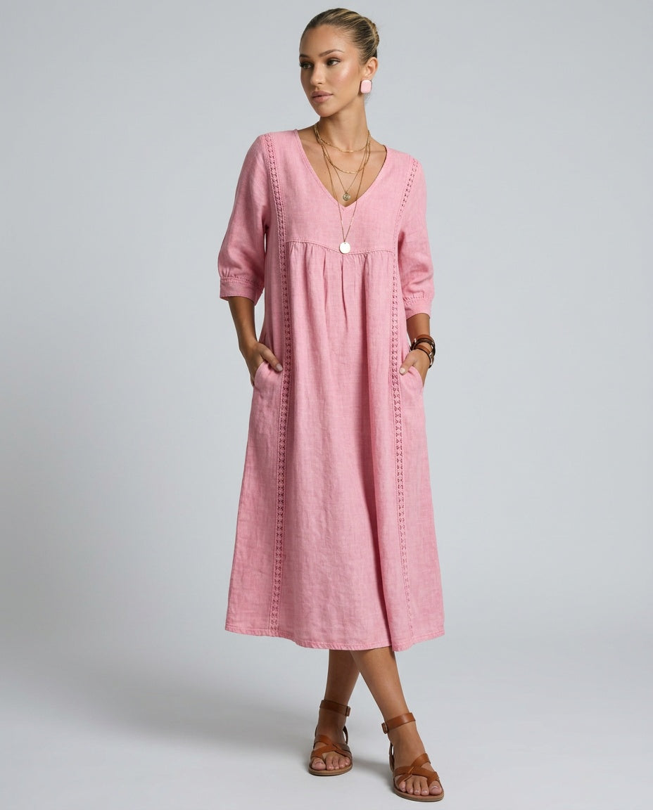 Martha | Patchwork Lace Trim Casual Maxi Dress