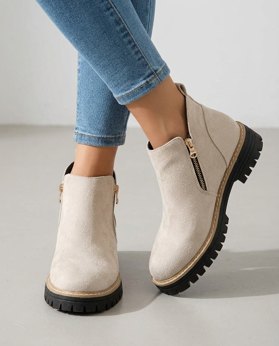 Rosa | Chunky Sole Zip Ankle Boots