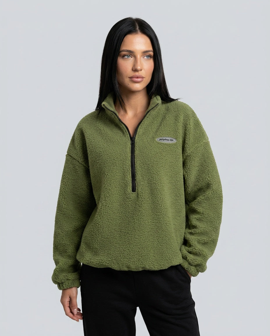 Elena | Oversized Teddy Fleece Half-Zip Jumper