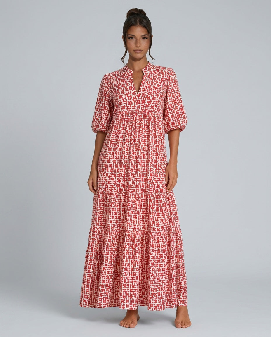 Paola | V-Neck Printed Maxi Dress