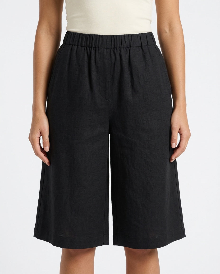 Temara | Relaxed Linen-Blend Bermuda Shorts
