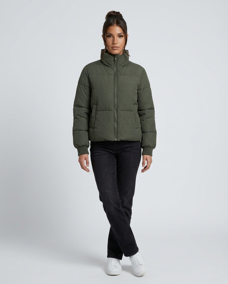 Alba | Cropped High-Collar Quilted Puffer Jacket