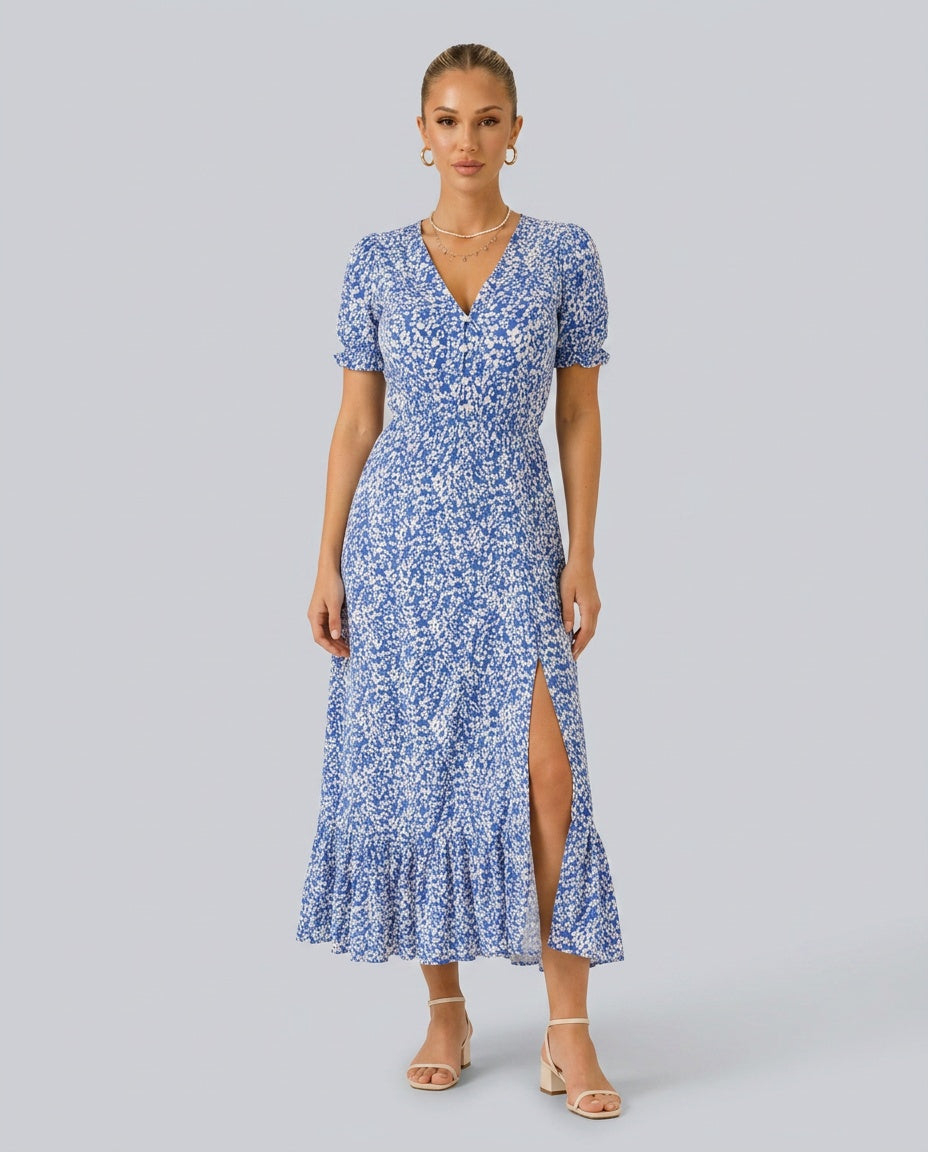 Aurelia | Floral Print Button-Front Maxi Dress