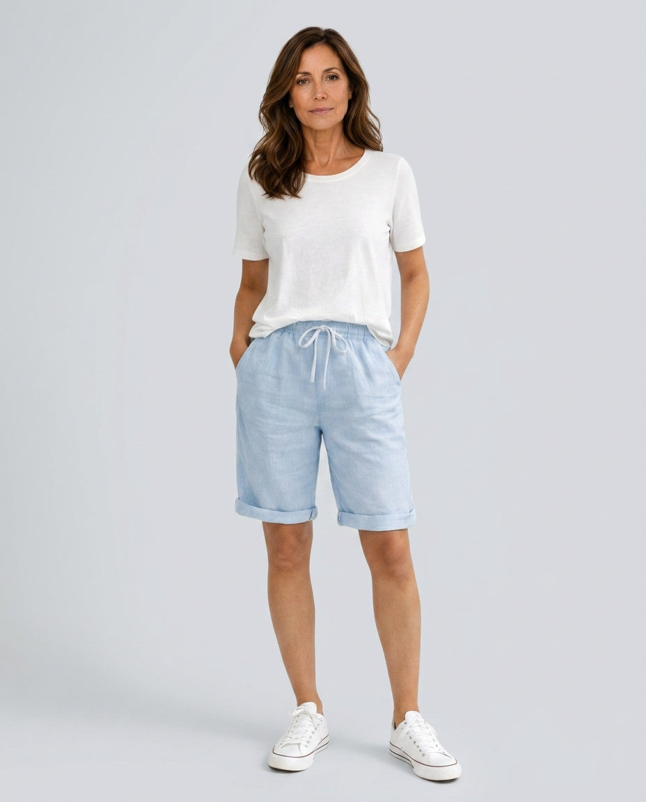 Alejandra | Relaxed Fit Linen-Blend Capri Trousers