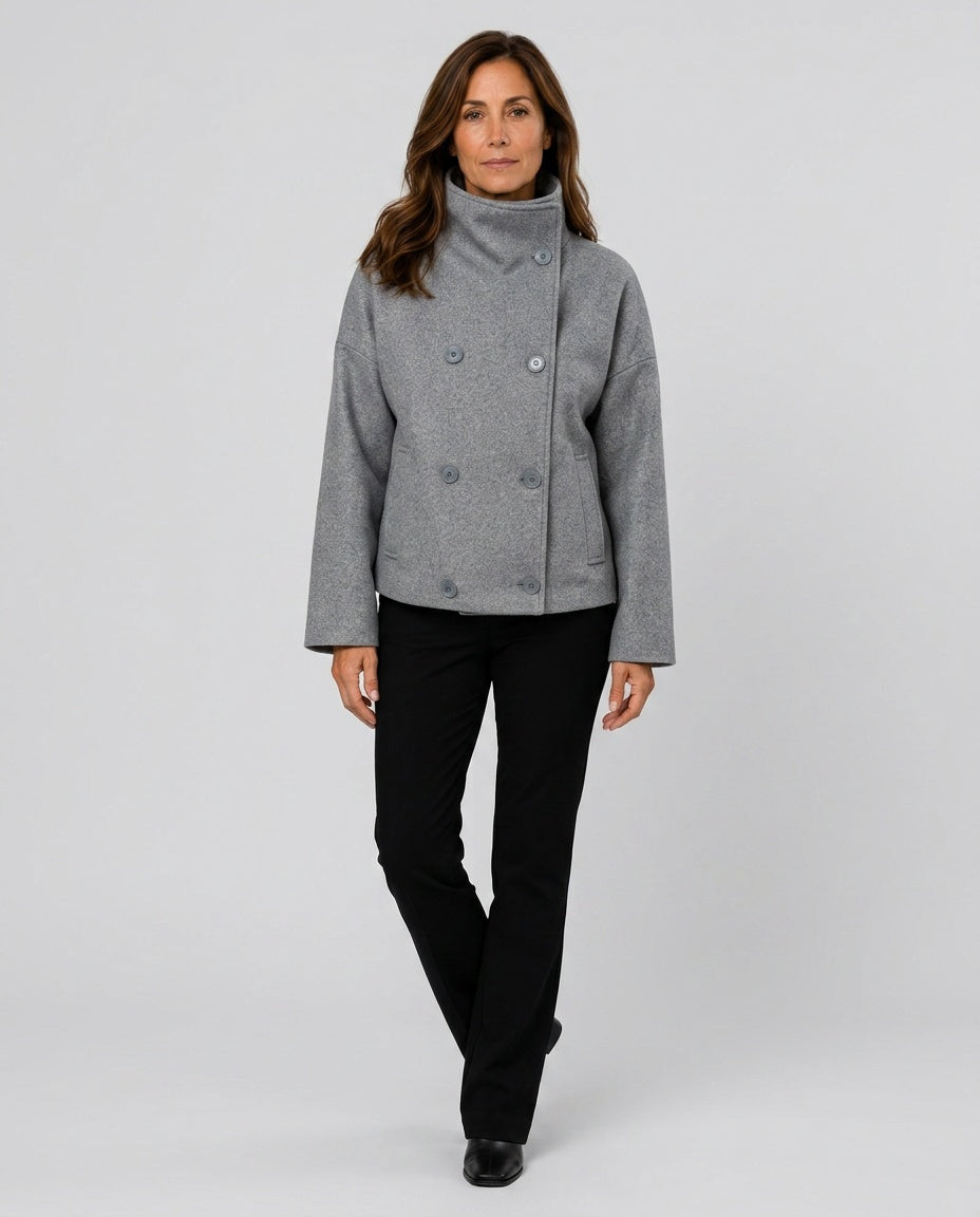 Callista | Double-Breasted Stand Collar Loose Jacket